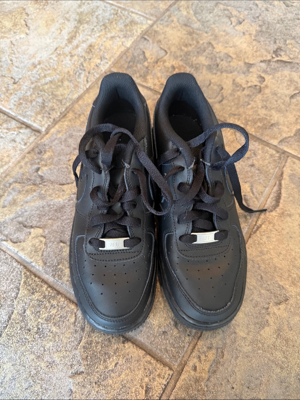 Nike Kids Black Air Force 1s